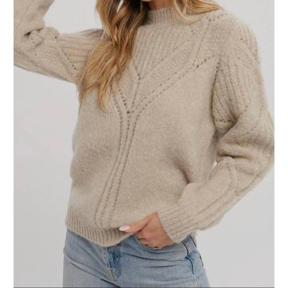 NEW BLUIVY open stitch detail sweater in oatmeal - Picture 1 of 6